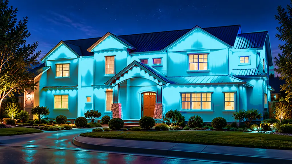 Home with permanent lighting in cyan — bold accent scene