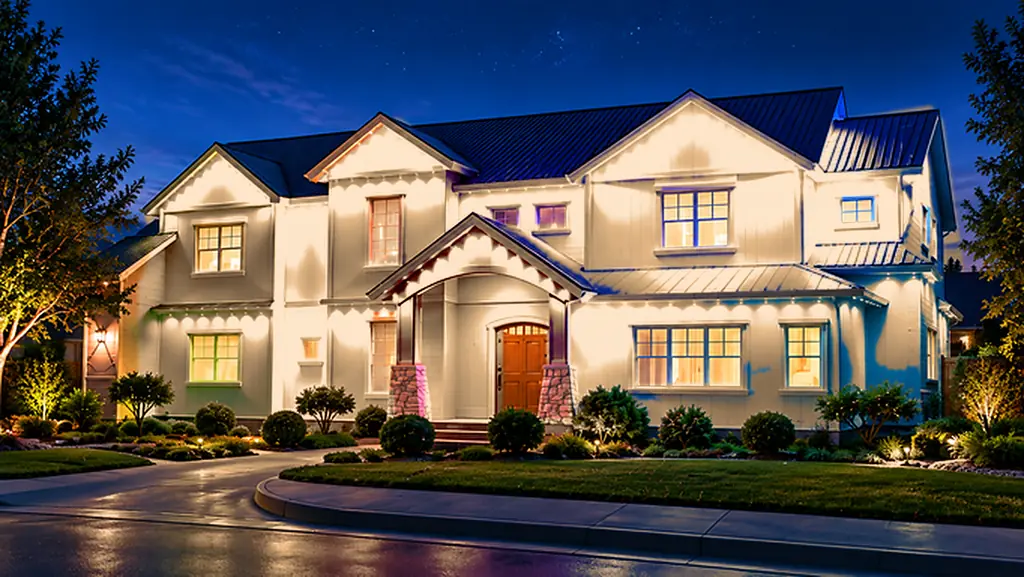 Home with permanent lighting in warm white — everyday evening scene